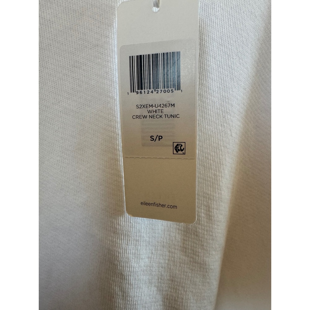 NWT Eileen Fisher White Organic Cotton French Terry Crew Neck Tunic - Picture 8 of 8
